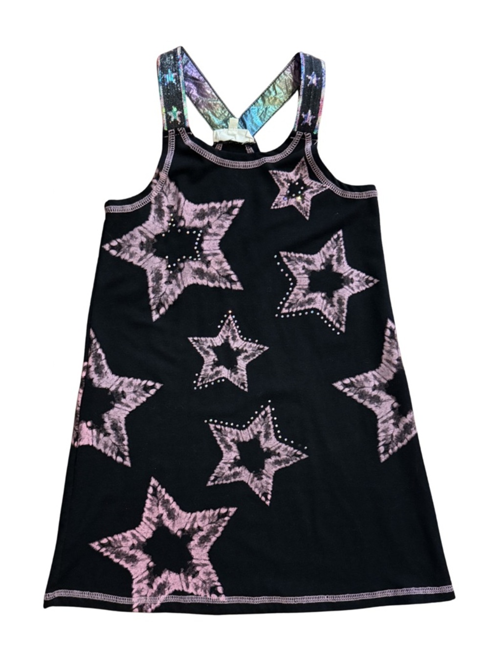 Baby Sara Sparkle Star Dress Girls 6X Black Pink Rhinestone like new worn once